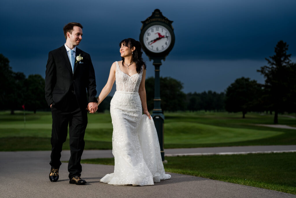 Portraits taken outside of Blythefield Country Club at the clock