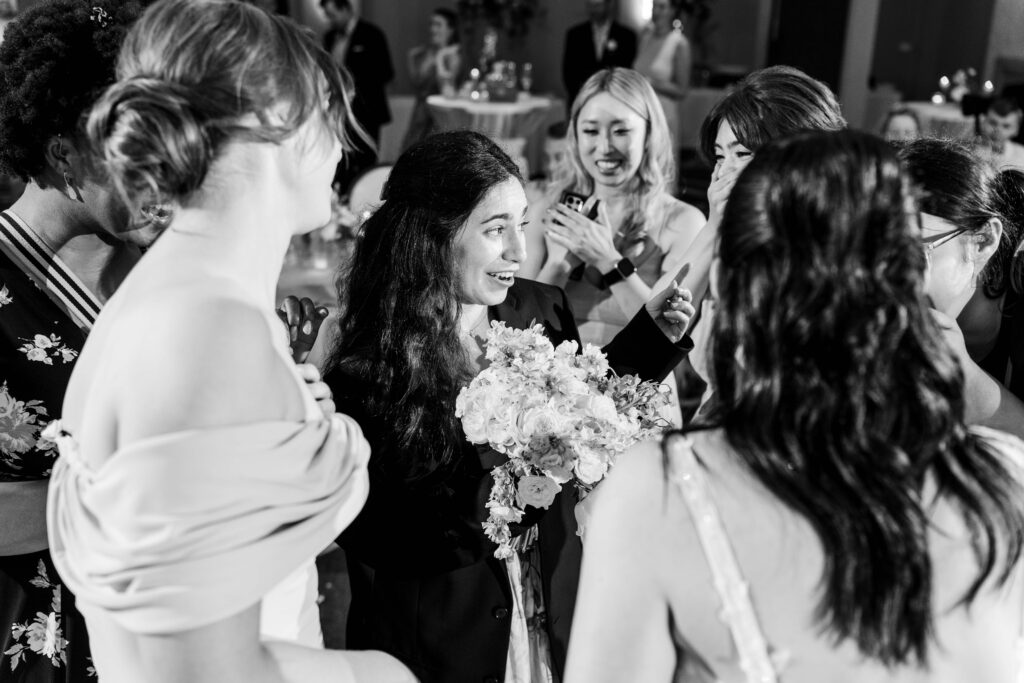 Bridal boquet caught!