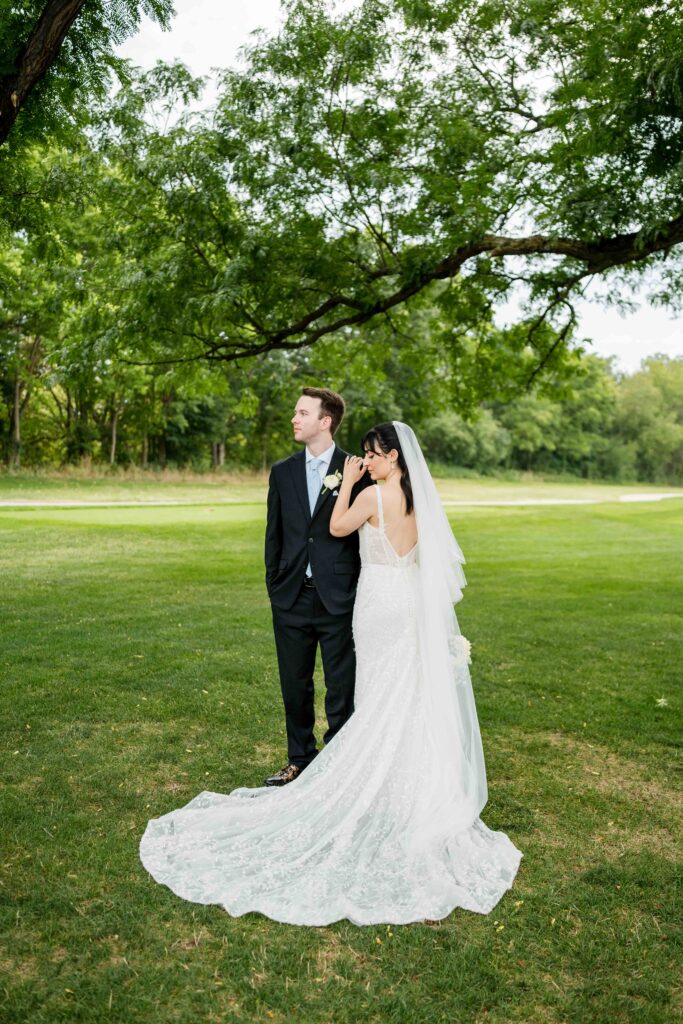 Vogue Bride and Groom Pose Michigan Wedding Photography